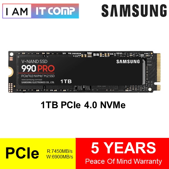 Samsung SSD 990 Pro PCIE M.2 NVMe 4.0 ( 1TB / 2TB ) / NVMe Solid State ...