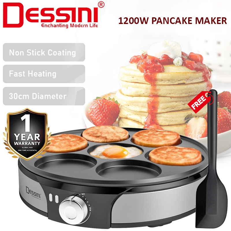 DESSINI ITALY 7 Holes Electric Pancake Breakfast Maker Burger Toaster Barbecue BBQ Grill Non-Stick Baking Pan Egg Cooker