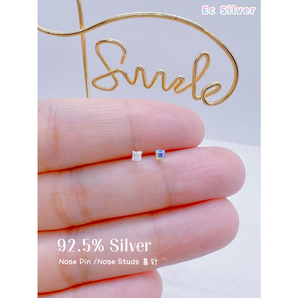 Silver 925 Subang Hidung Empat Segi / Square Nose Pin / Nose Stud
