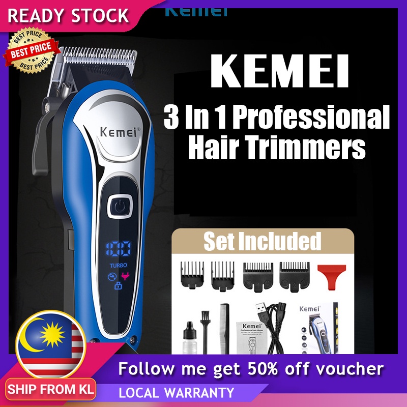 Kemei Hair Clipper Professional LCD Monitor Hair Trimmer Men Beard Electric Cutter Hair Cutting Machine Cordless Clipper