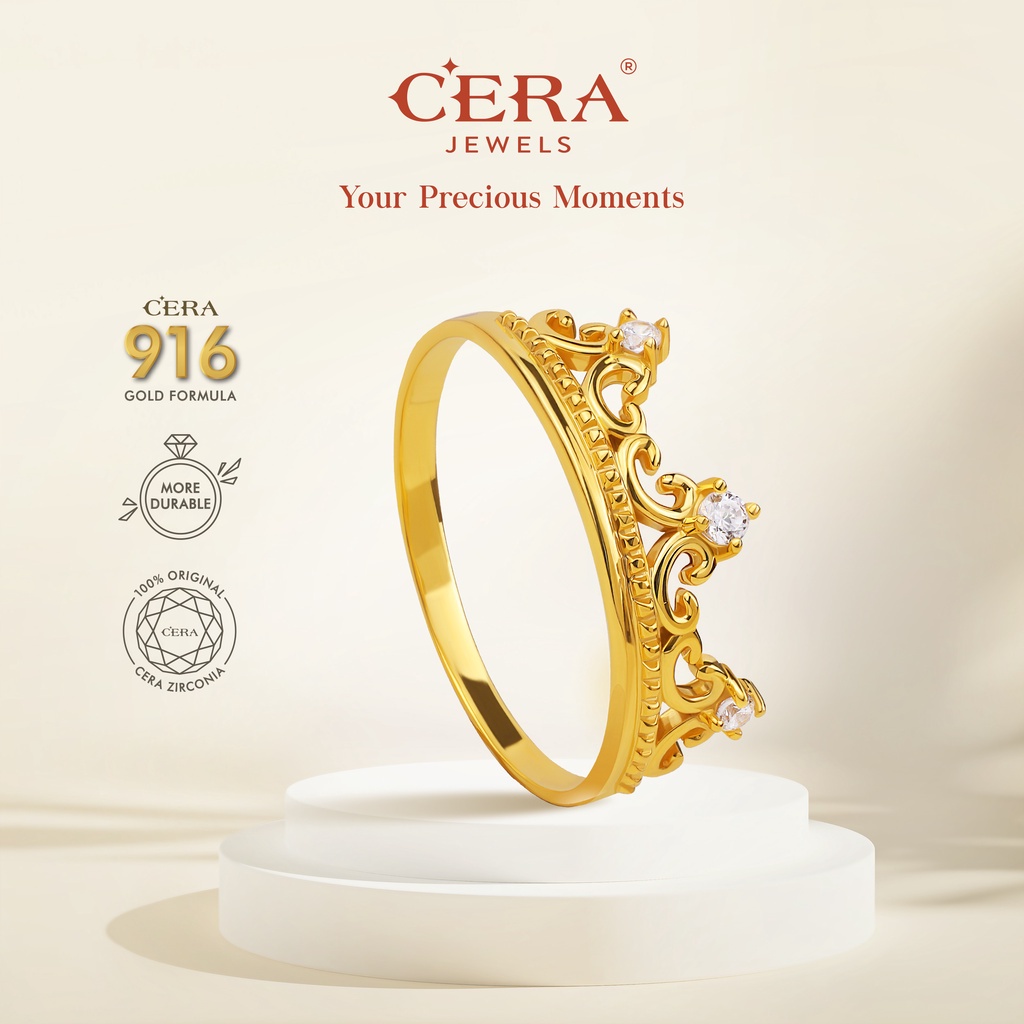 Cera 916 Gold Rings Baroque Crown Ring CR9002-K