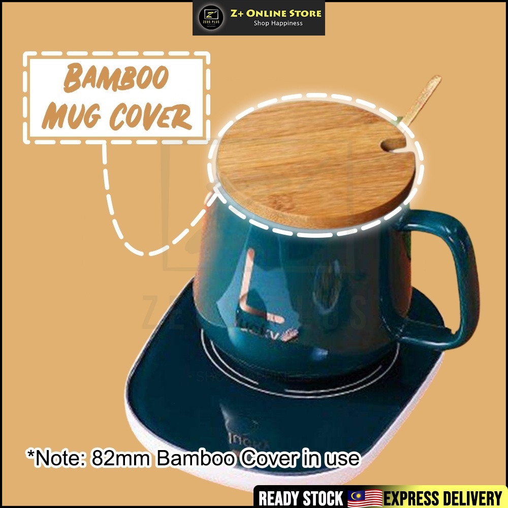 ZPLUS Bamboo Cup Cover Lid Wooden Coffee Mug Cover with Spoon Hole Penutup Cawan 竹木杯盖