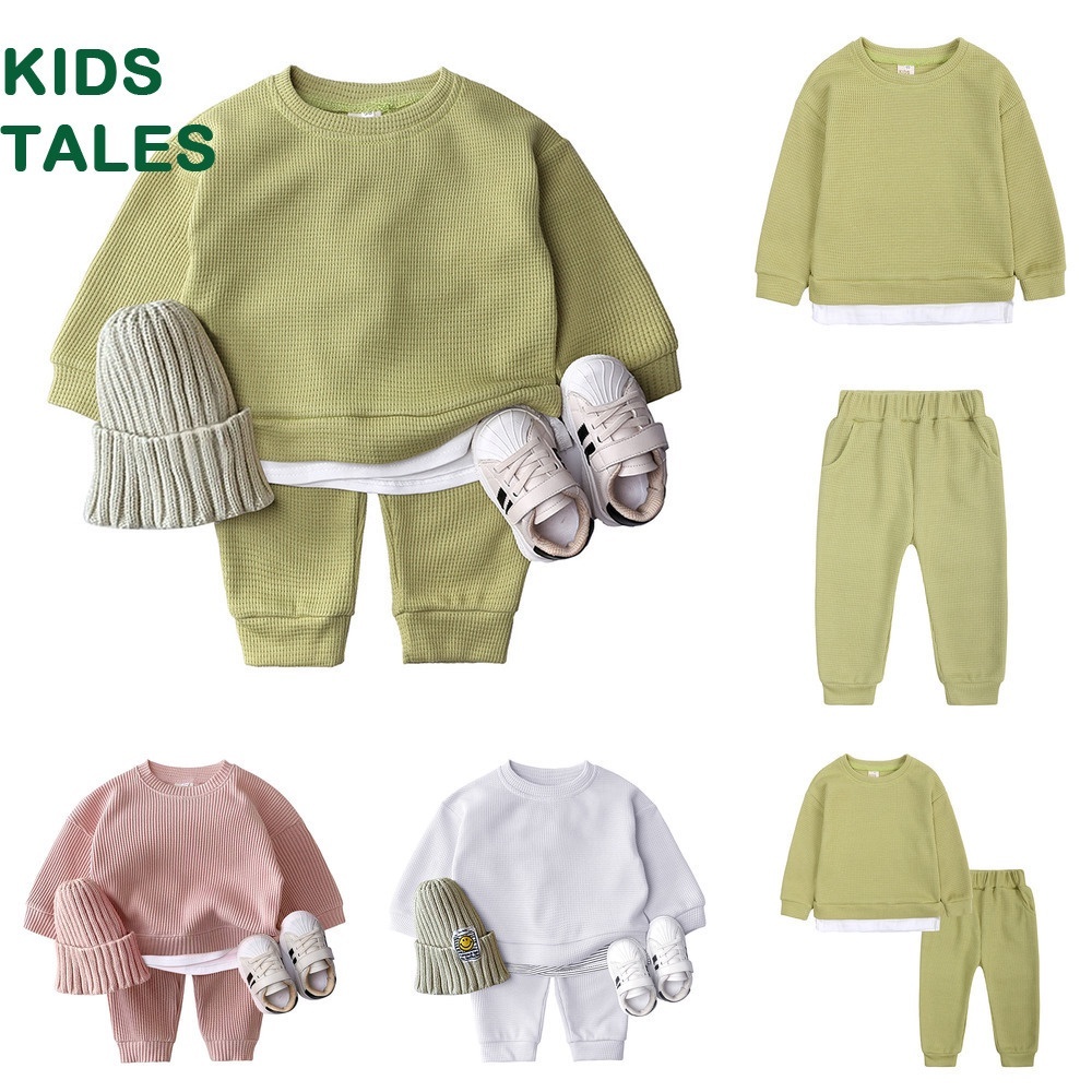 Kids Tales Baby Autumn Boys Girls Clothes Sets Long Sleeve O-neck Kids Tops And Pants Suits Children Sweater Set Without Shoes Hats