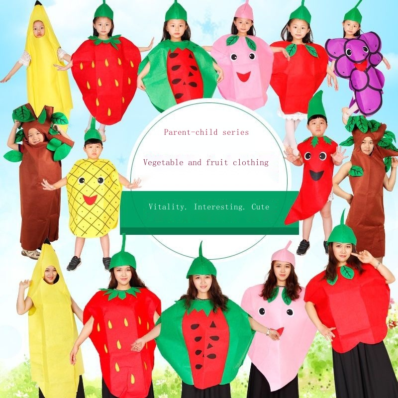 Boys and girls Fruit dress up clothing Eco-friendly material clothing Fruit and vegetable fashion show Show Costume Adult sizes are available