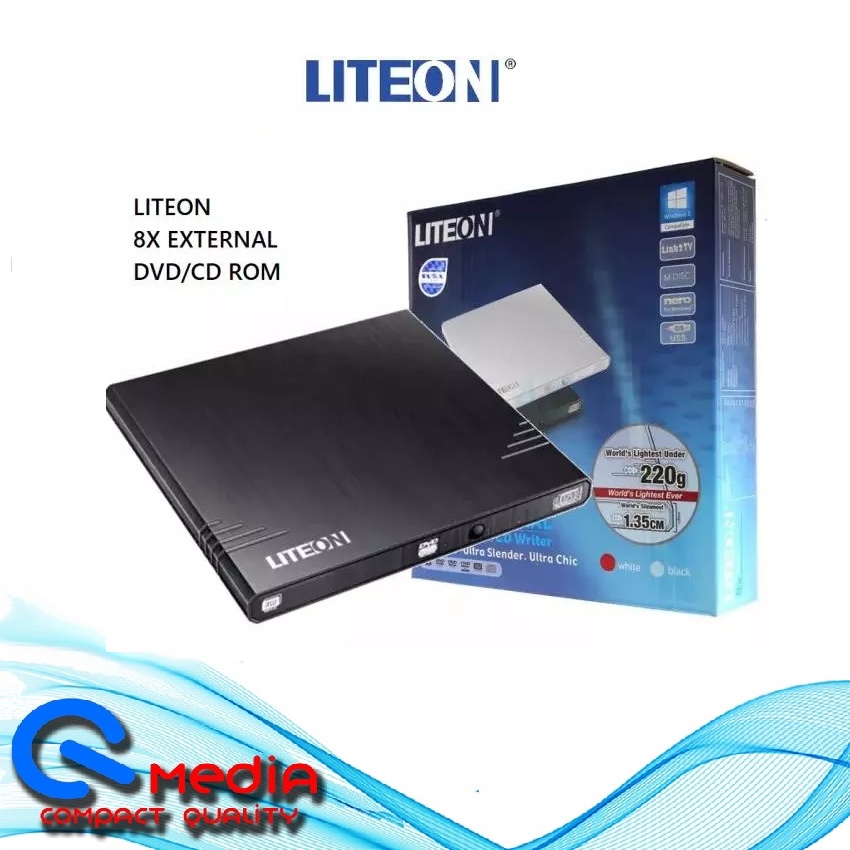 LIteon 8X Ultra Slim USB Powered External DVD / CD Writer EBAU108