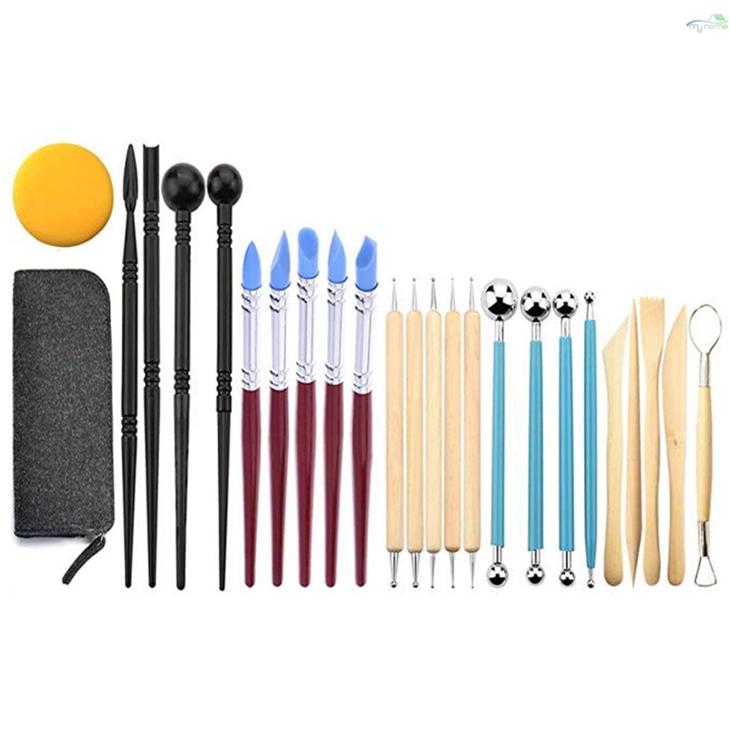 25pcs Polymer Clay Tools Modeling Clay Sculpting Tools Kit Ceramic Pottery Carving Tools Including Double Ended Dotting Tools Ball Stylus Tools Clay Tools Rubber Ti[8][New Arrival]