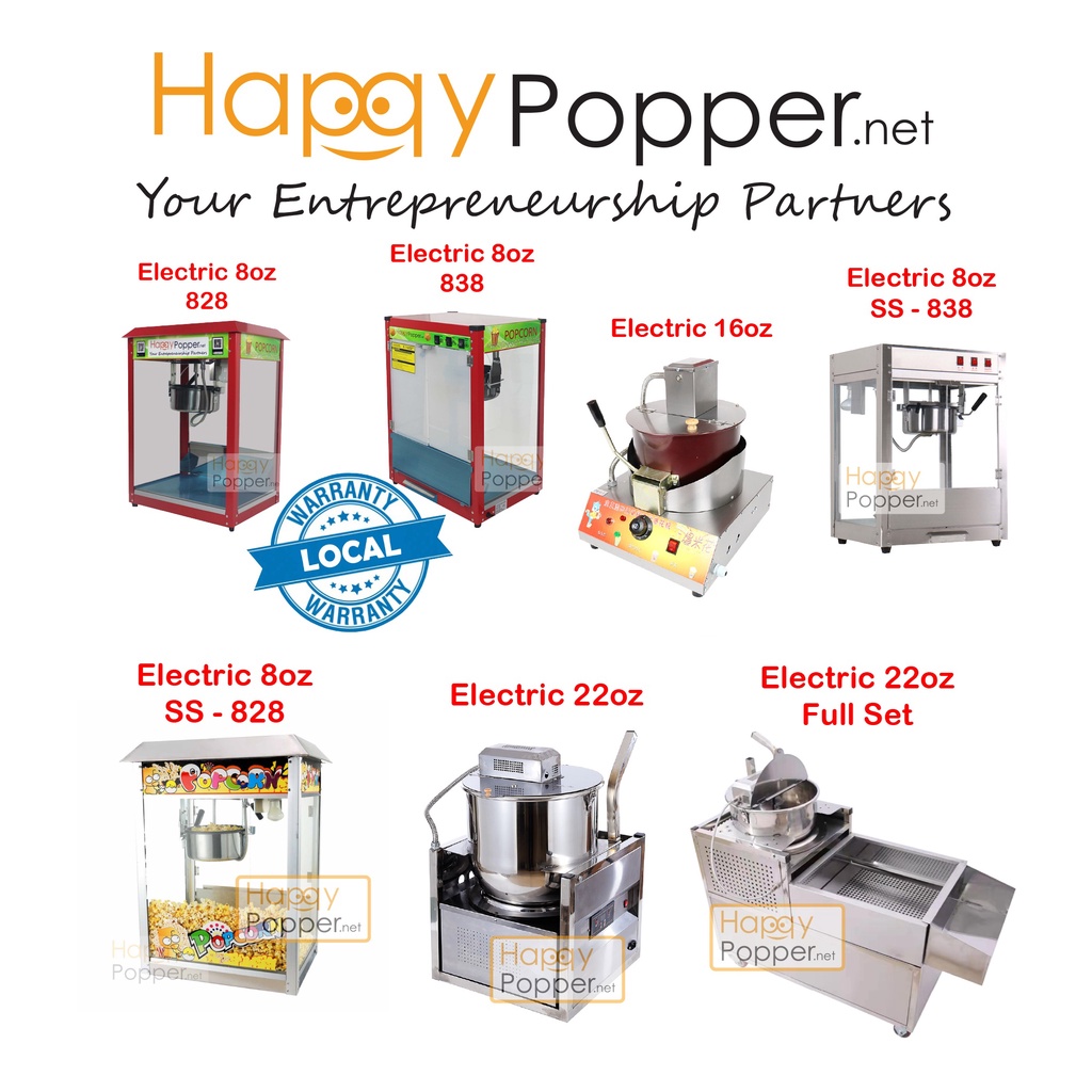 Happypopper Commercial Electric Mesin Table Top pop corn Popcorn Machine Maker S/S 8oz 22oz 8 oz 22 oz 商用台式爆米花机