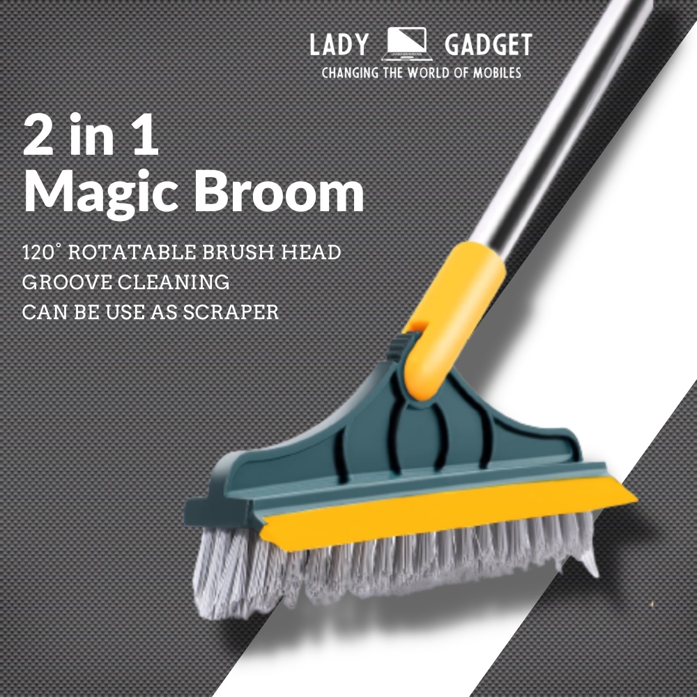 2 in 1 Brush Magic Broom Penyapu Lantai Floor Cleaning Brush Gap Scrub Brush Tile Kitchen