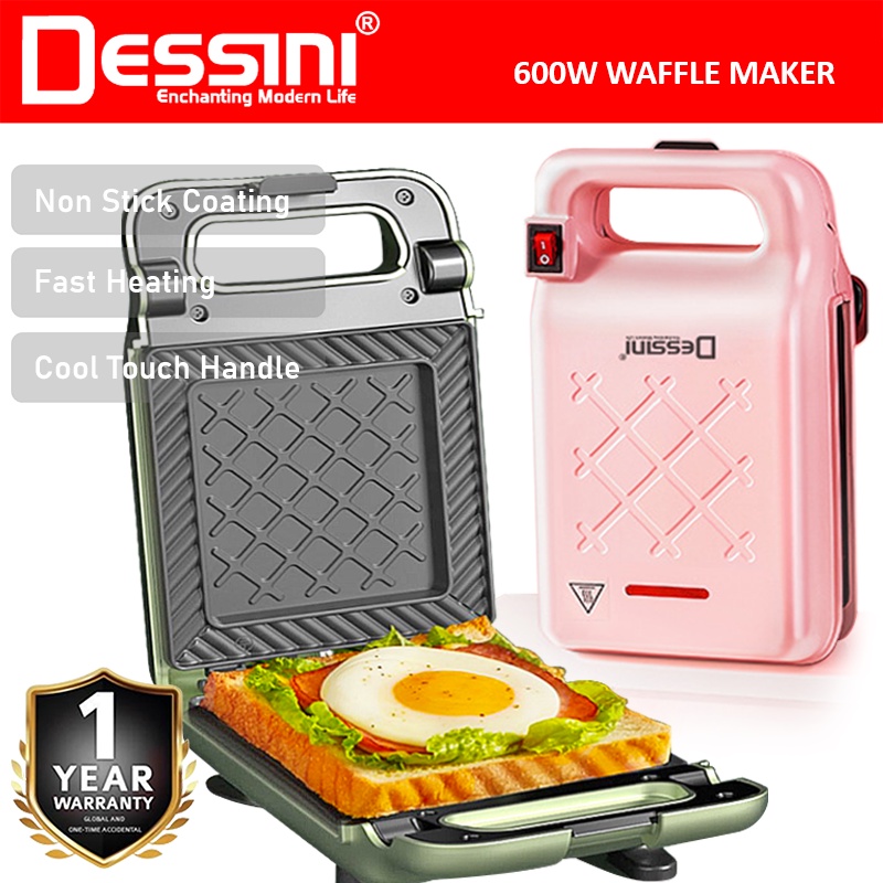 DESSINI ITALY Double Sided Electric Sandwich Panini Waffle Pizza Maker Toaster Barbecue BBQ Grill Non-Stick Baking Pan