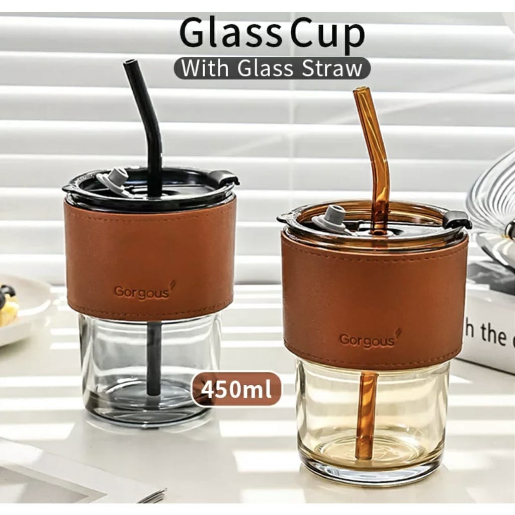 450ml Glass Straw Cup Glass Water Bottle Water Bottle Glass Heat