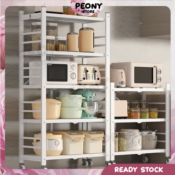 3/4/5 TIER FOLDABLE STORAGE RACK/ RODA RAK / MICROWAVE RACK/KITCHEN ...