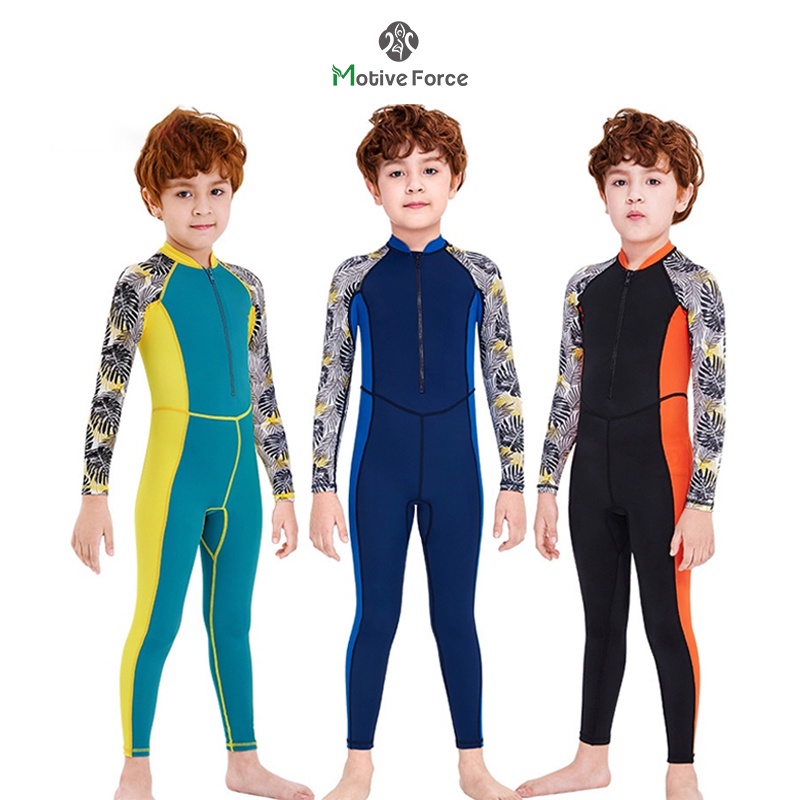 Kid Swimwear Boy Long Sleeve Sun Protection OnePiece Quick Drying