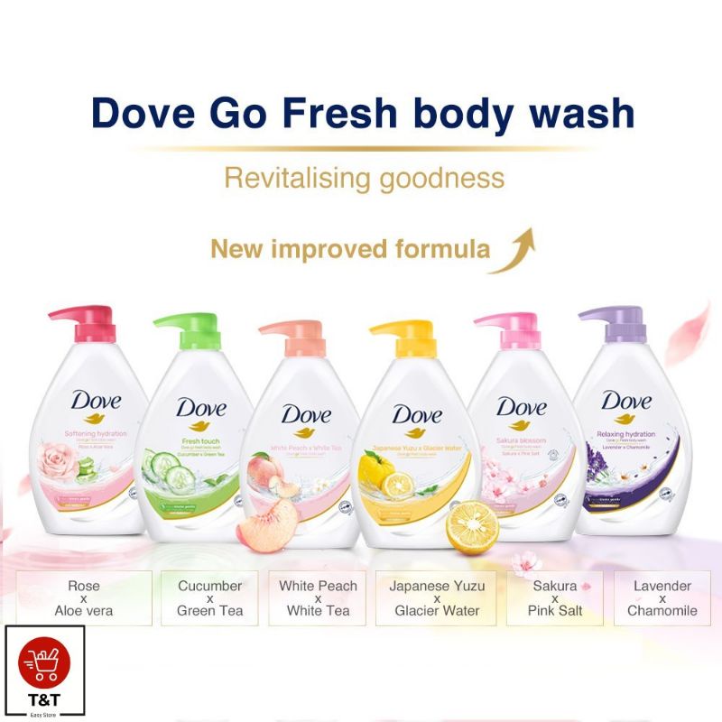 Dove Shower Body Wash Sakura Blossom/ Japan Yuzu / Care & Protect 1L