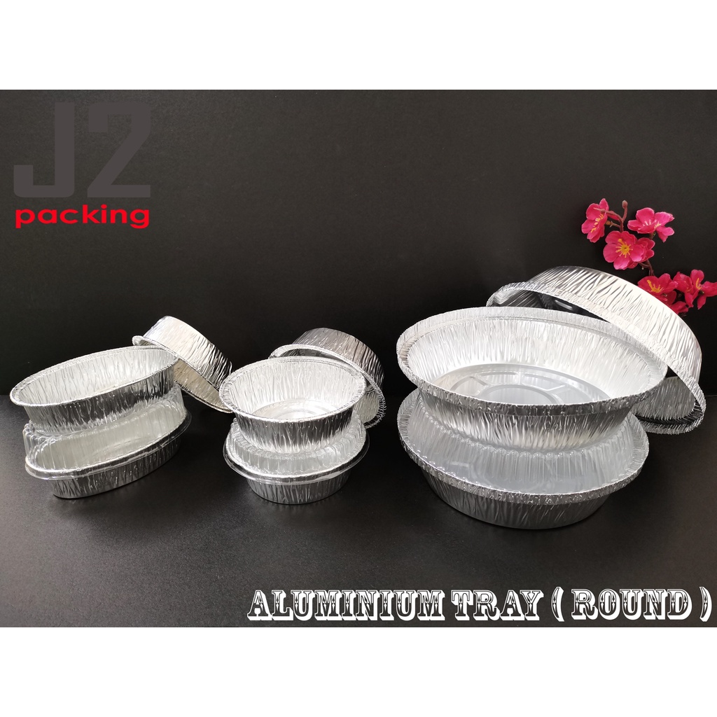 Disposable Round Aluminium Foil Tray With Clear Lid / Baking Tray / Buffet / Catering Food Tray