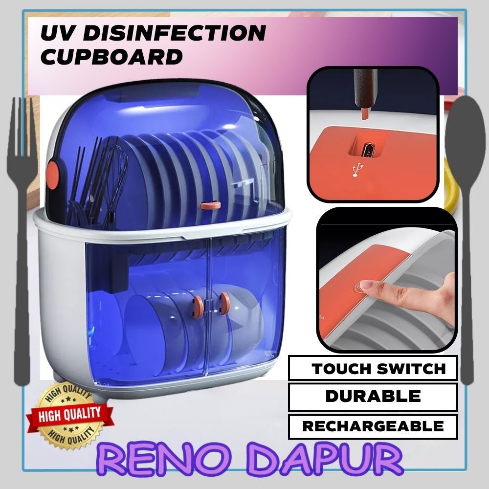 Large UV Disinfection Cupboard Dish Rack Rak Pinggan Dapur Dish Rack Sterilizer Dish Bowl Drying Storage Box