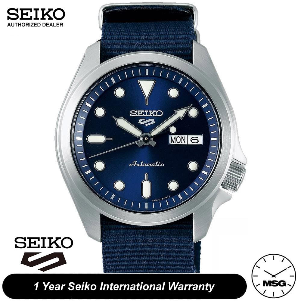 Seiko 5 Sports SRPE63K1 Mens Automatic Day-Date 100M Blue Nylon Strap Watch  | Shopee Malaysia