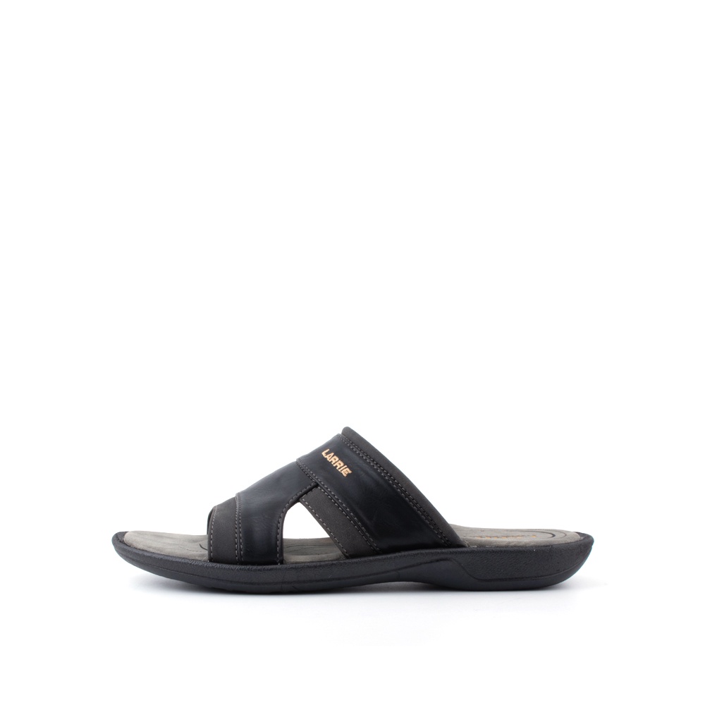 LARRIE Sandal Lelaki Black Slip On Wide Sliders 592204-682SV-1P-BLACK ...