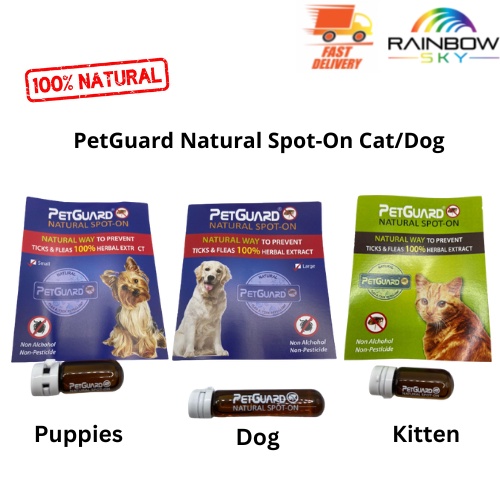 Petguard Natural SpotOn Ticks and Flea repellent For Cat/Dog Shopee