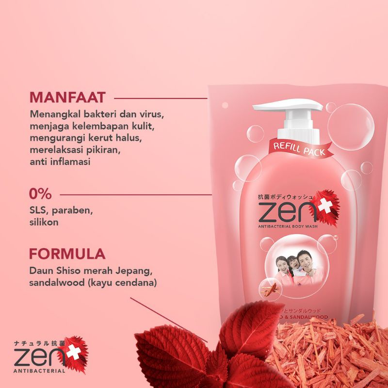 Zen Anti Bacterial Body Wash Refill Pack 900ml Zen Shiso Liquid Soap