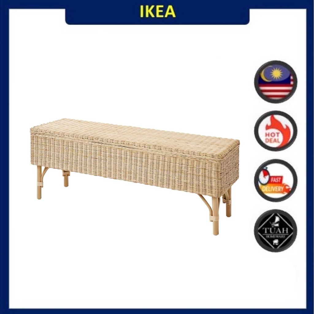 IKEA TOLKNING Bench With Storage (Handmade Rattan, 120cm) Shopee Malaysia