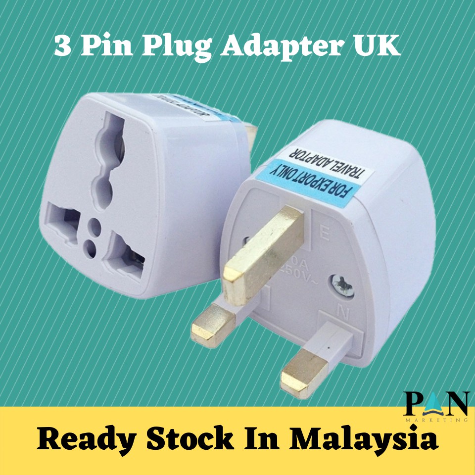 3 Pin Plug Adaptor UK Universal 2 & 3 Pin Multi Plug International
