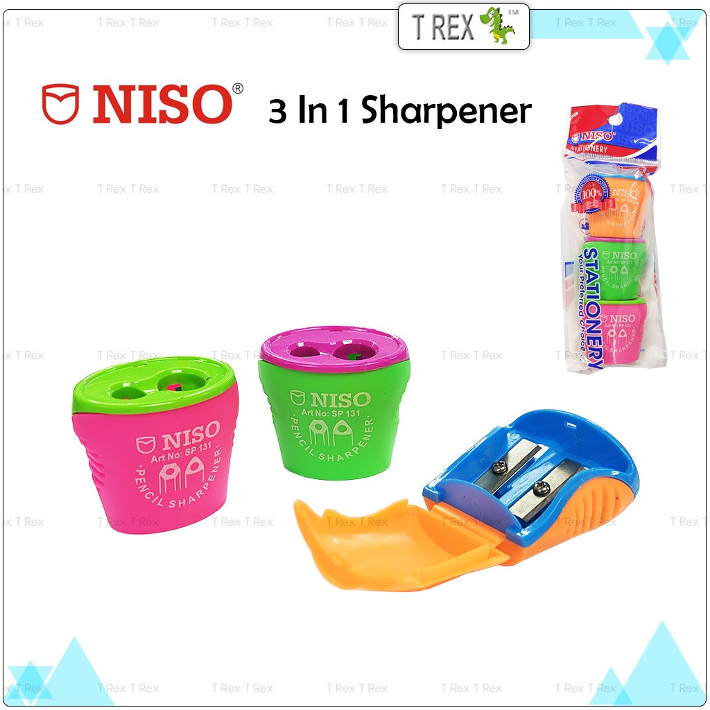 Niso 3 In 1 Sharpener / Pencil Sharpener / Student Portable Colourful