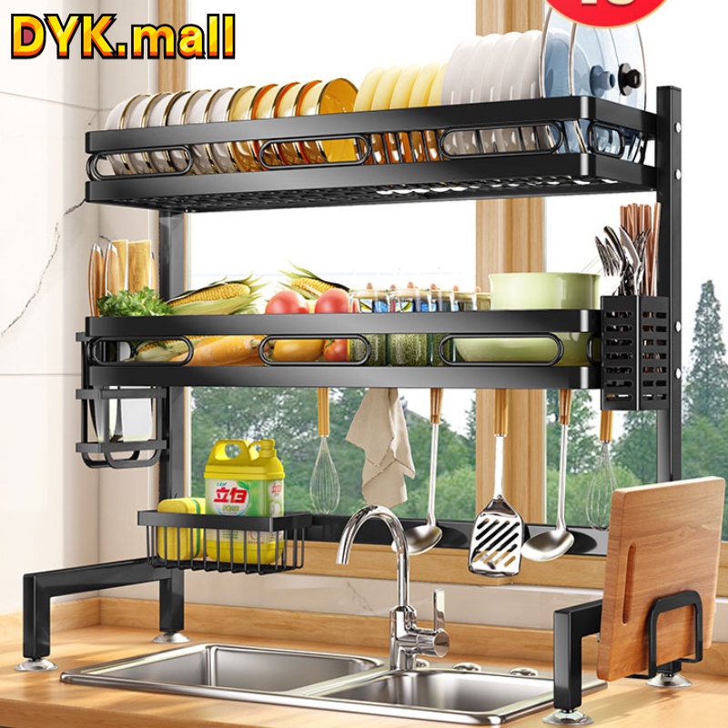 DYK I Rak Pinggan Sinki Mangkuk Stainless Steel Rak Dapur Drying Rack Dish Kitchen Organizer Rack Sink Dish Drainer