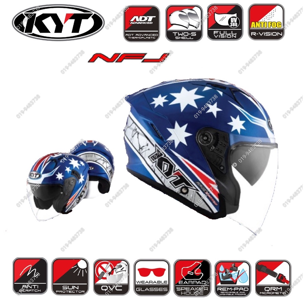 100 Original KYT Helmet NFJ Broc Parker Replica Matoska Open Face Double Visor Single Visor