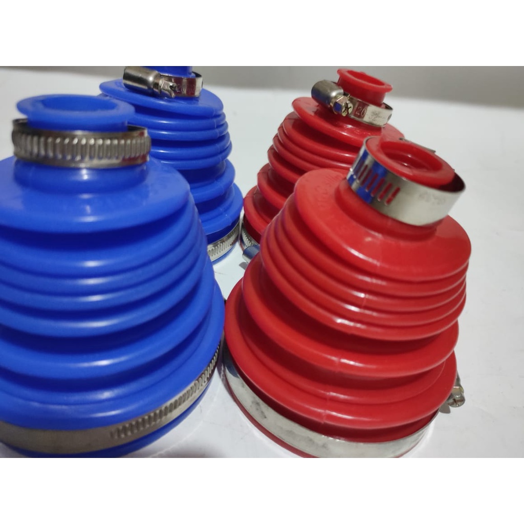 RED / BLUE SILICONE UNIVERSAL DRIVESHAFT DRIVE SHAFT BOOT WITH CLIPS - READY STOCK red / blue