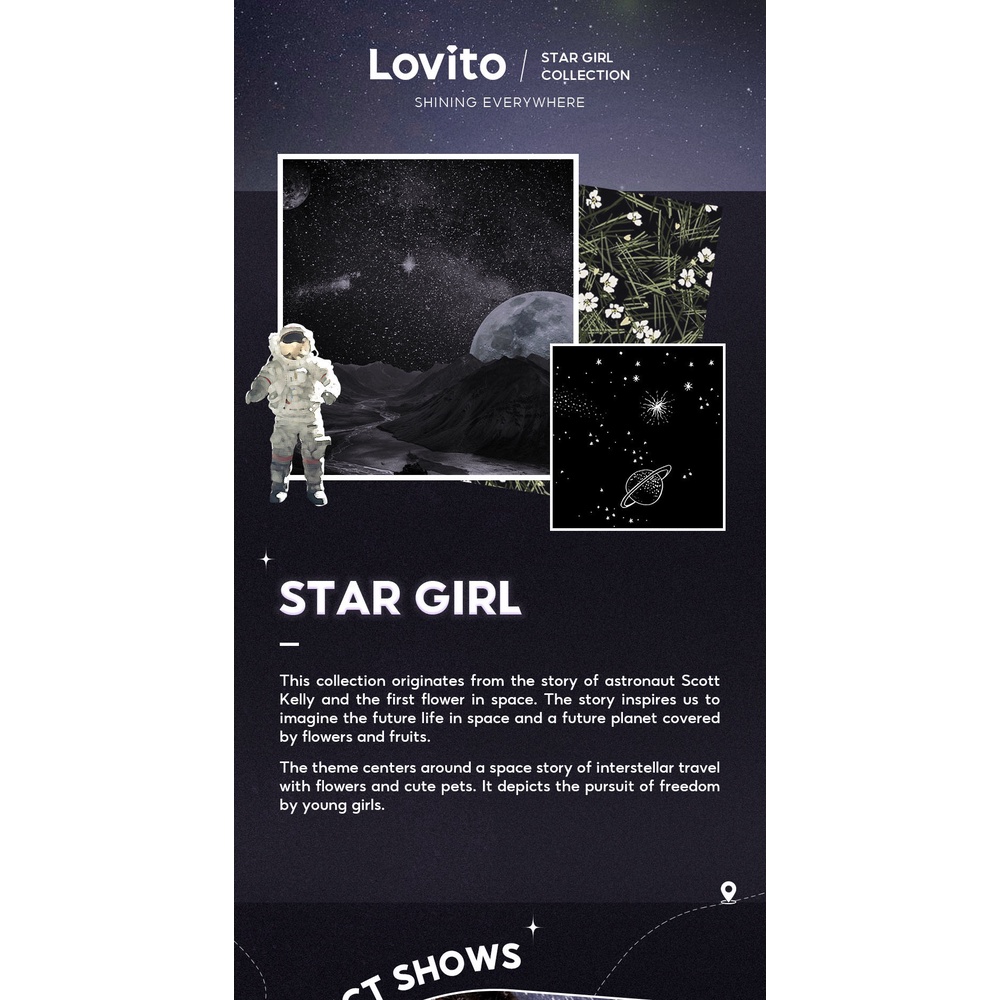 Durable Multi Lovito STAR GIRL Cute Galaxy Sheer Women Blouse L32AE014 (Black) Tempatan - Image 5