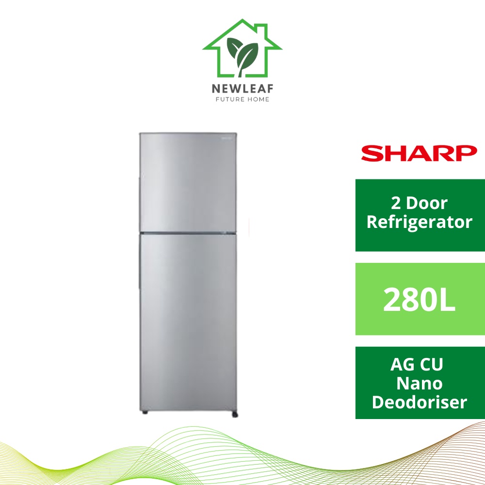 Sharp 280L 2-Door Fridge Refrigerator with AG CU Nano Deodoriser ...