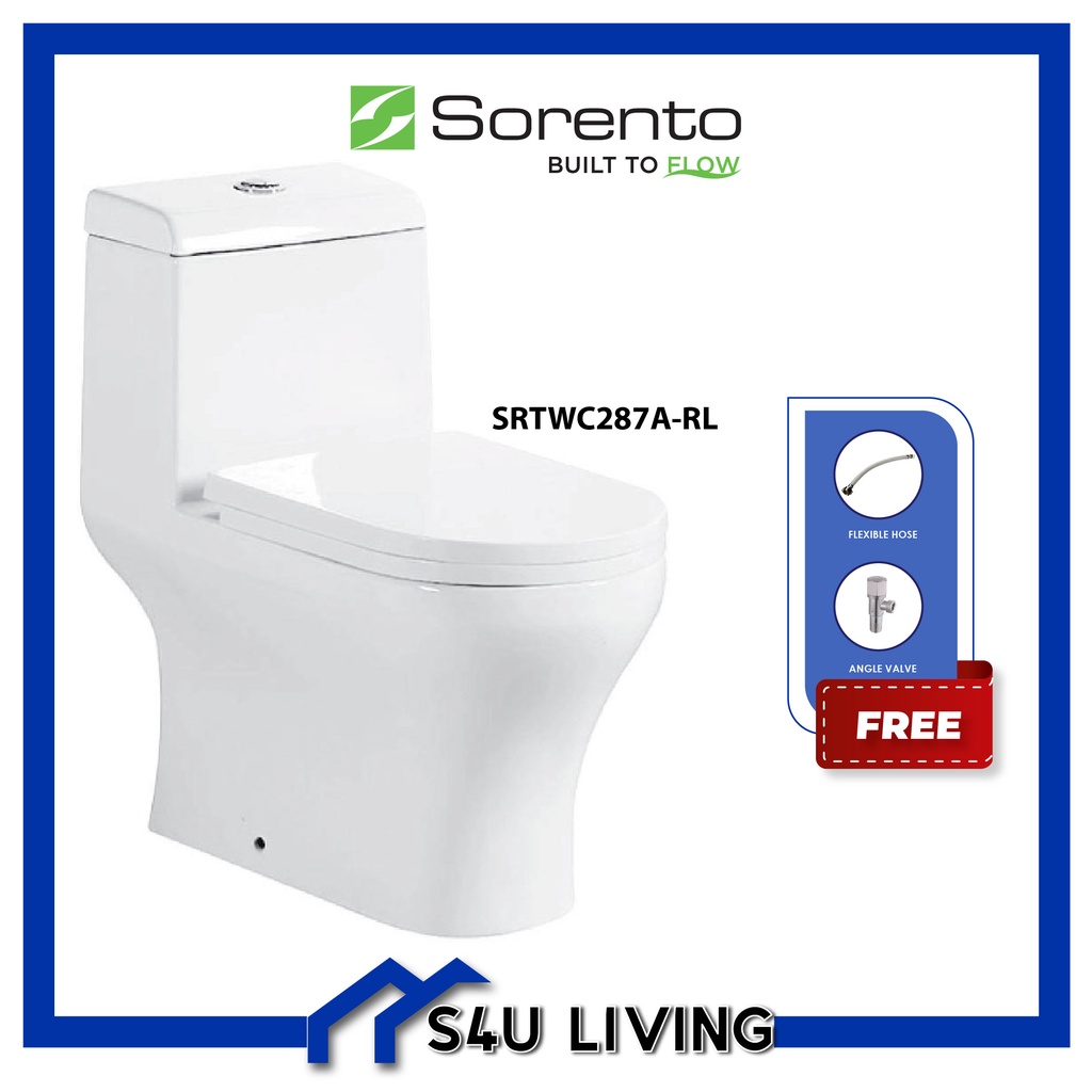 SORENTO SRTWC287ARL One Piece Rimless Water Closet S Trap 10 Inch Soft