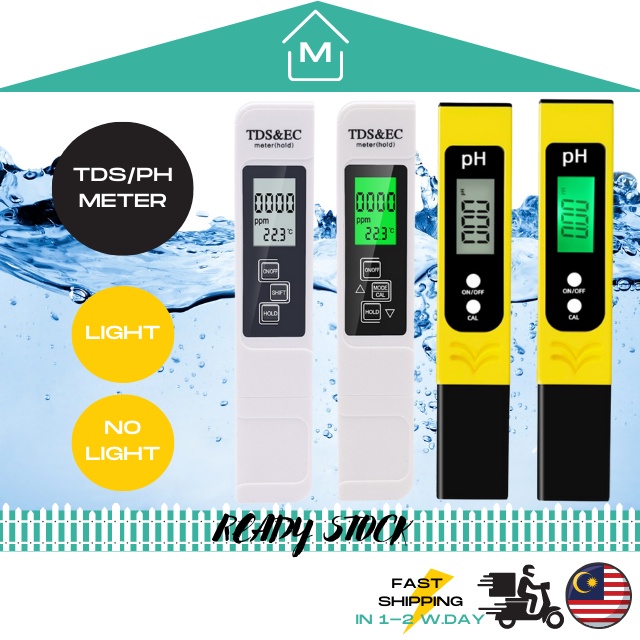 Portable Digital PH Meter Water Purity TDS EC Filter Meter Temperature Tester | Fertigasi Hidroponik 检测笔