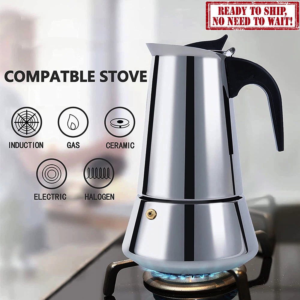 Stainless Steel Coffee Pot Italian Moka Pot Espresso Coffee Maker Cafe