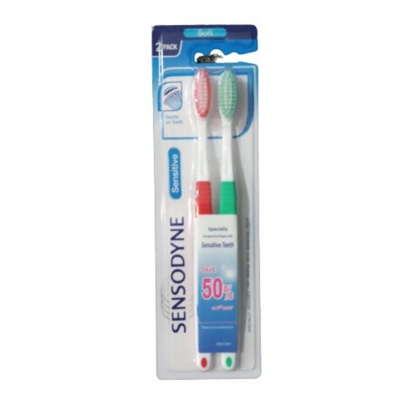 Contains 2 pcs of sensodyne sensitive soft toothbrushes