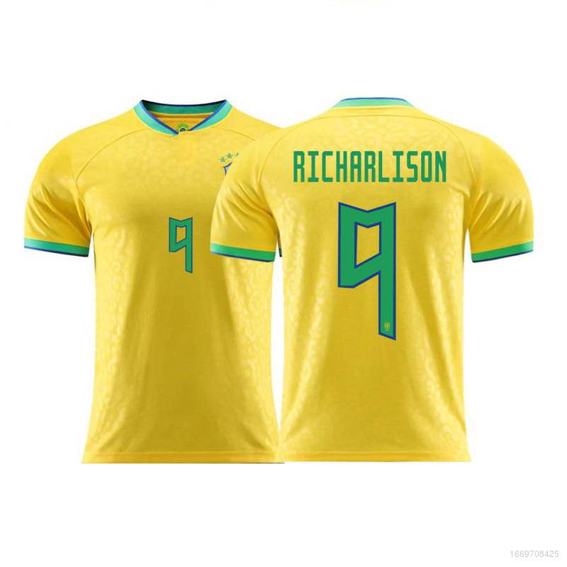 Nike Brazil Neymar Jr. Home Jersey 22/23 w/ World Cup 2022 Patches (Dynamic Yellow/Paramount Blue) Size XXL