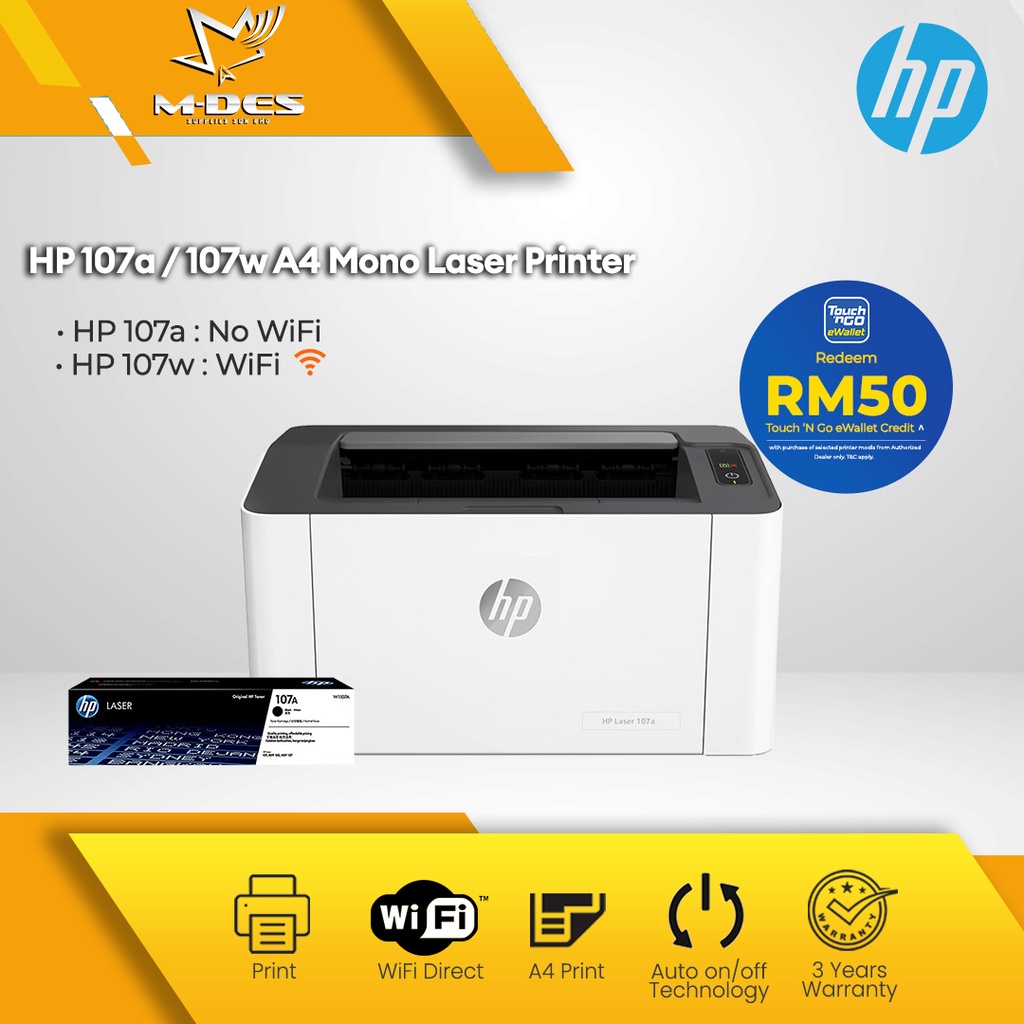 [FREE RM50 TNGO] HP 107A 107W Wireless Mono Laser Printer / Print