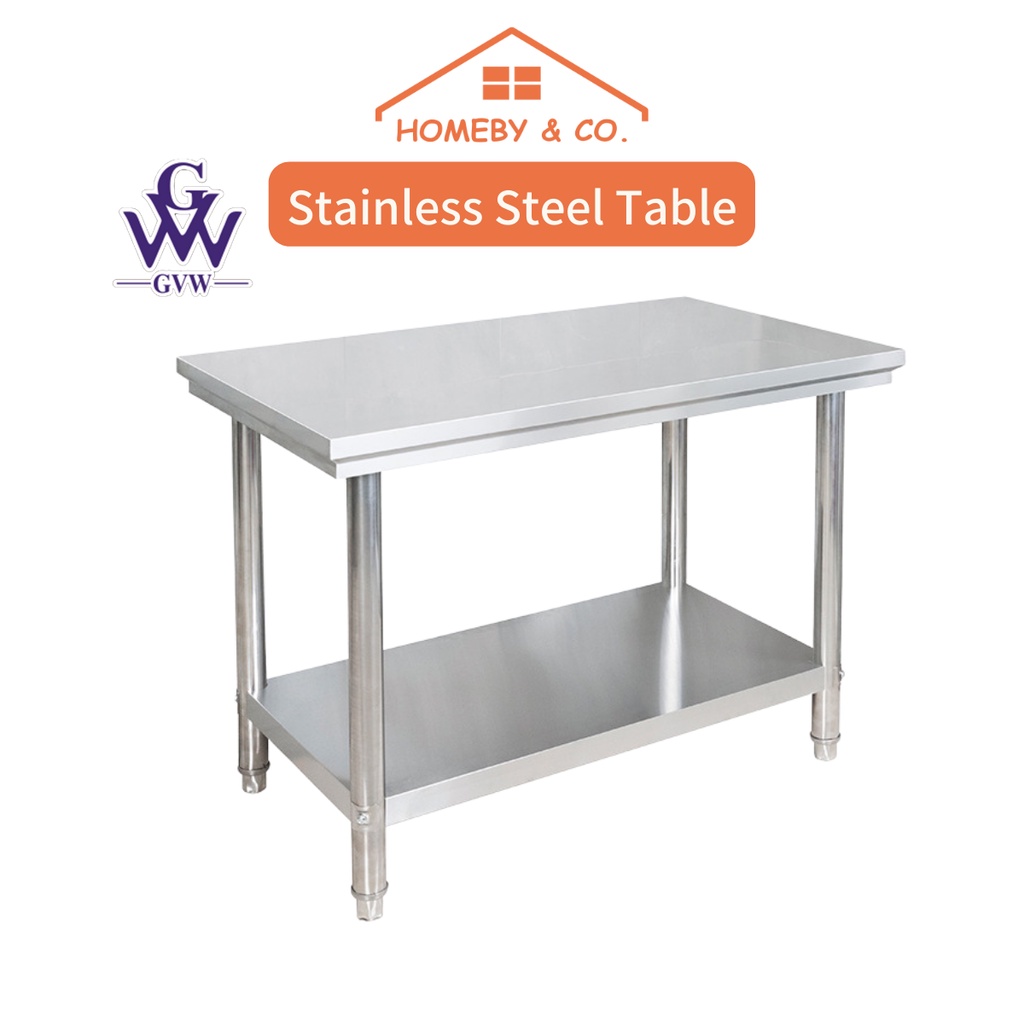 HOMEBY【GVW TABLE】Meja Stainless Steel Working Table Meja Dapur Dining Table Set Meja Makan Stainless Steel Kitchen Table
