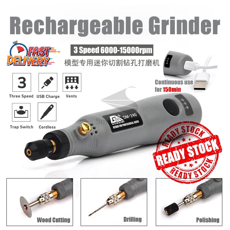 Electric Cordless Drill Grinder Mini Grinder Set 3 Speeds Grinding Polishing Machine USB