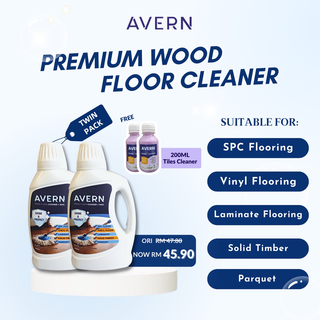 [CHEAPER] 2 x AVERN Wood Floor Cleaner + Wax 900ml (For SPC, Vinyl