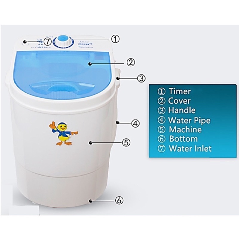 Semi Auto Portable Mini Washing Machine 5KG Washer Mesin Basuh Kecil