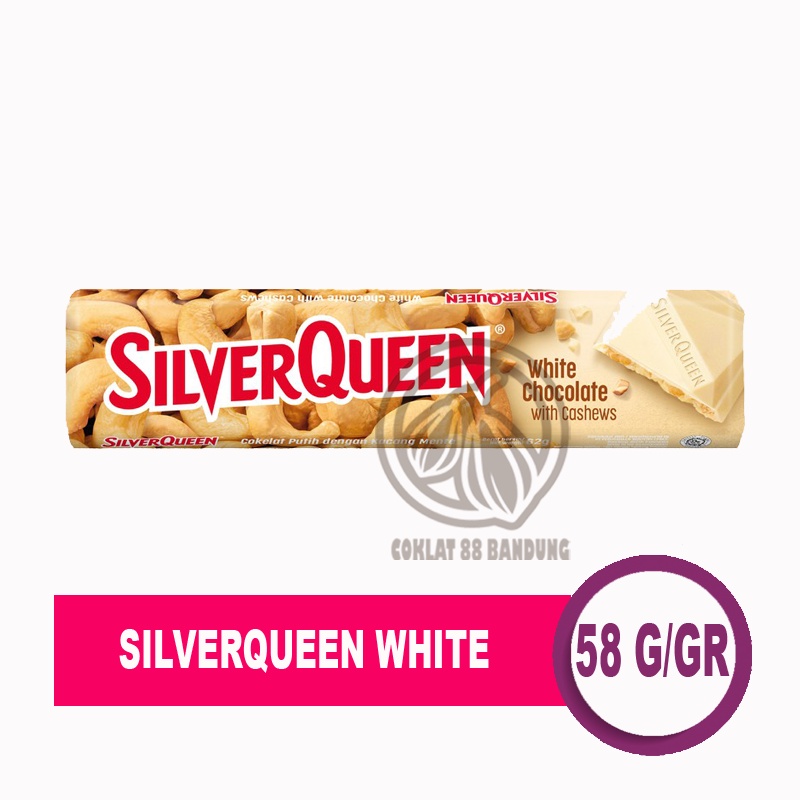 PUTIH Silverqueen 58 Grams White Chocolate 58gr Large, Chocolate Silver