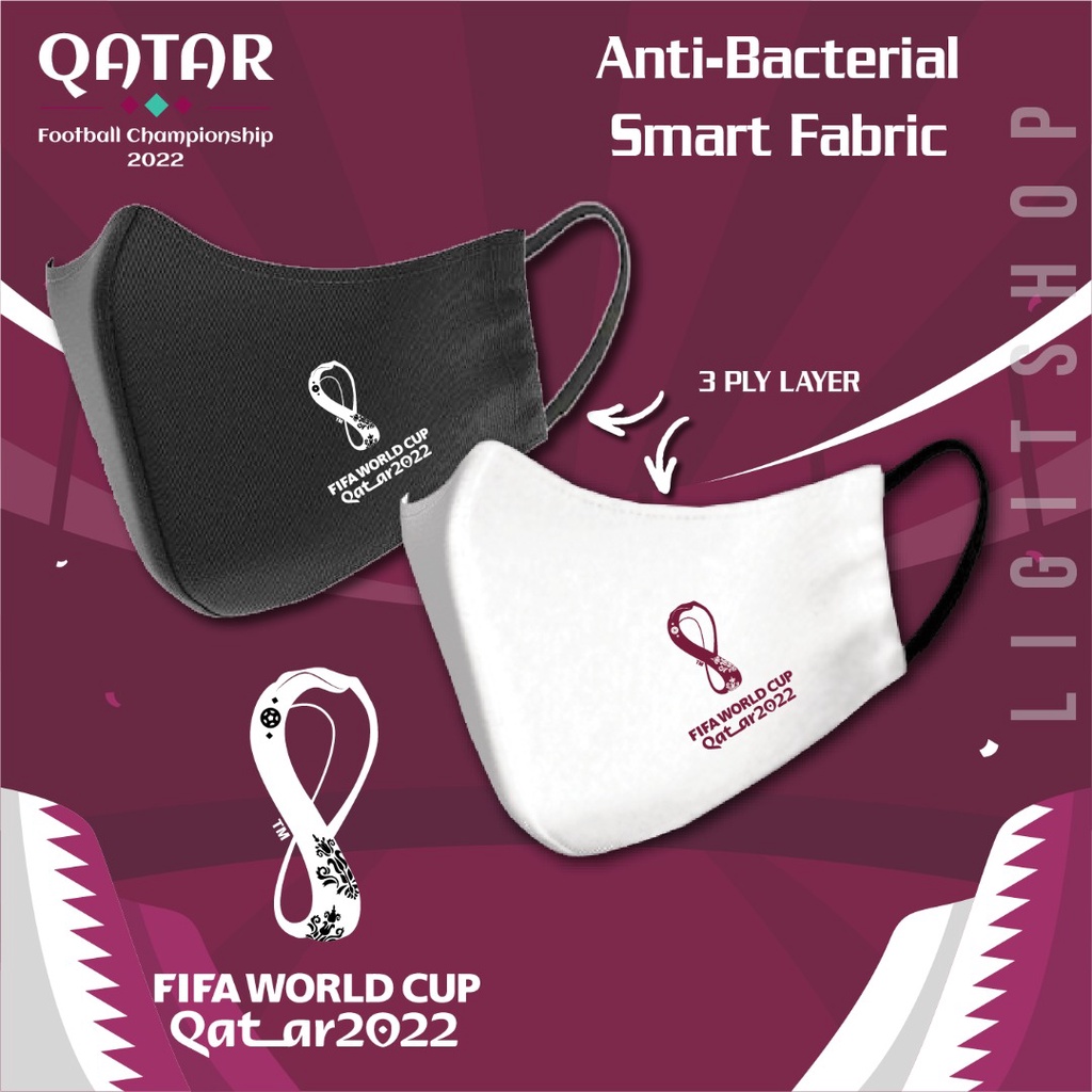 Facemask FIFA World Cup Qatar 2022 3ply Layer Antibacterial Fabric