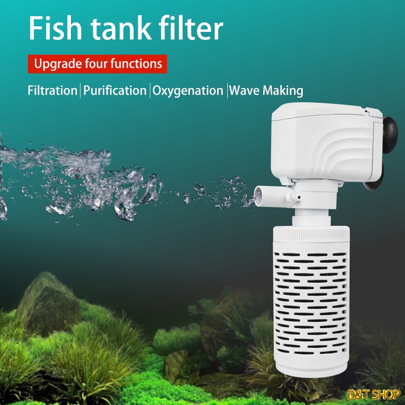 View of 3 in 1 aquarium submersible built-in filter pump to increase oxygen ...