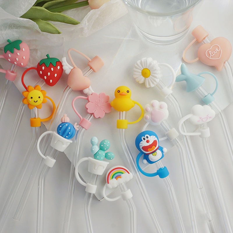 Cute Shape Silicone Dust Proof Glass Straw Cap Accessories Anti Dust Plug Environmental Protection Straw Cap Straw