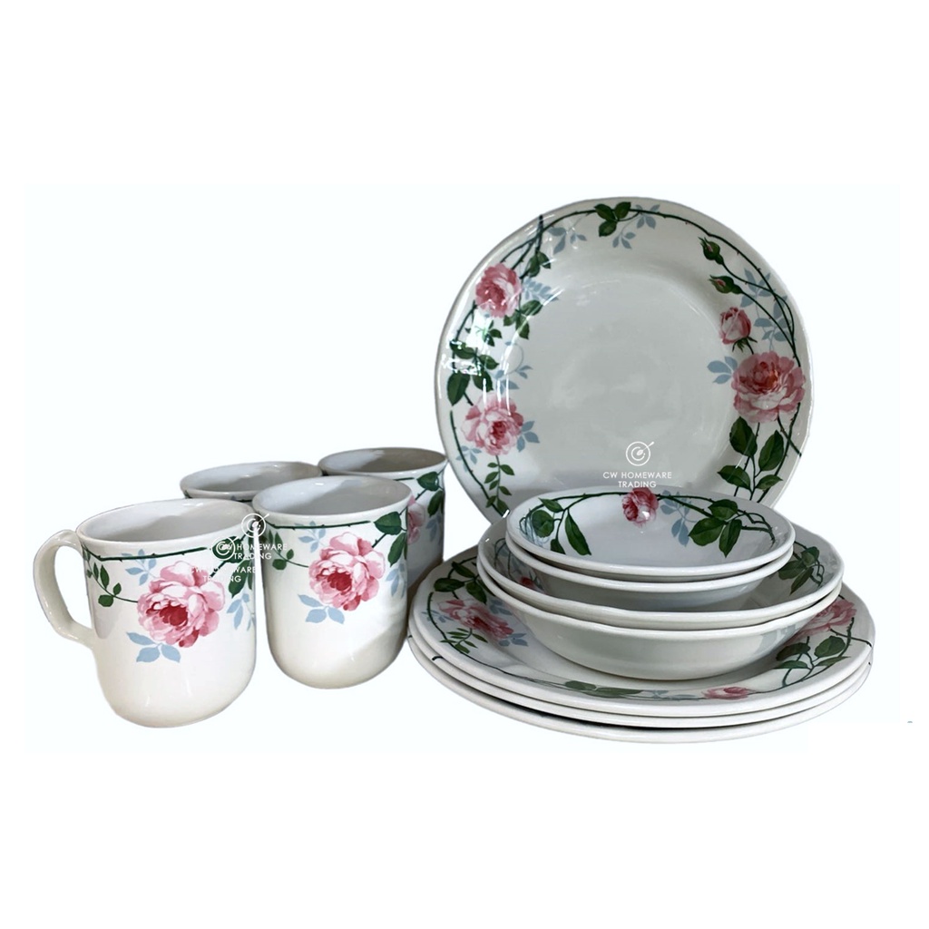 Claytan Humble Rose 4Pcs/8Pcs/12Pcs Single Set&Couple Set&Family Set Dinnerware Set Livingware