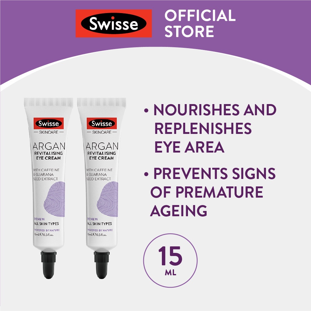 Twin Pack Swisse Skincare Argan Revitalising Eye Cream (15ml) Shopee