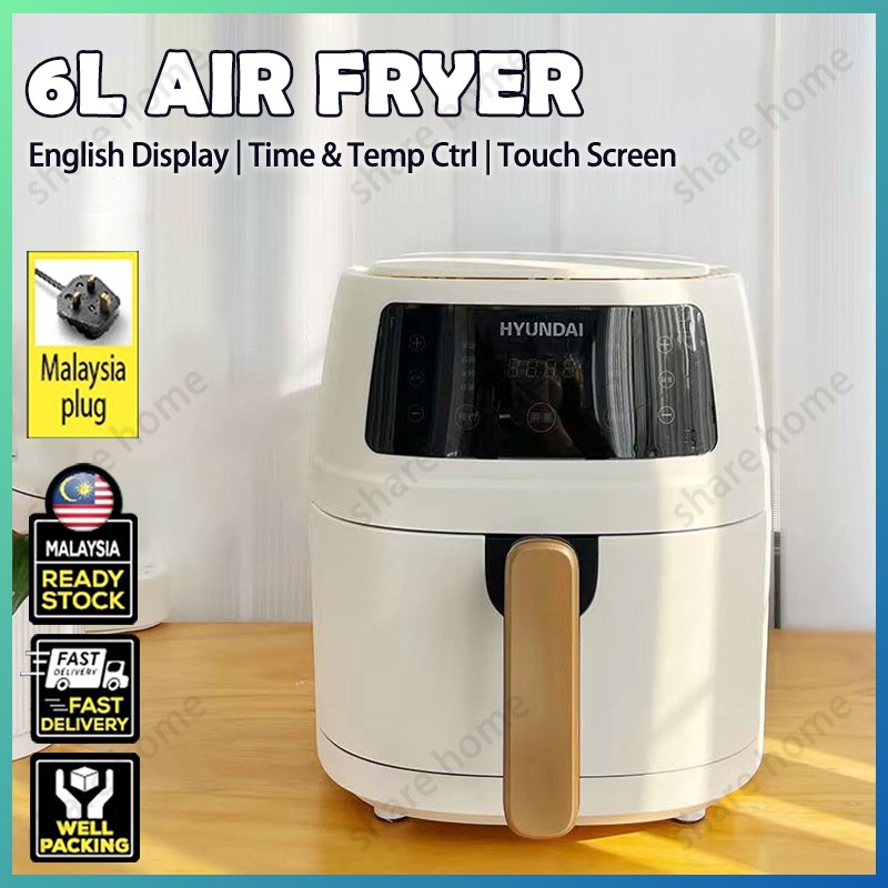 Air Fryer 6L LED Digital Touchscreen Electric Fries Machine Oil Free Kitchen Aid Healthy Cooker, penggoreng udara, 空气炸锅机