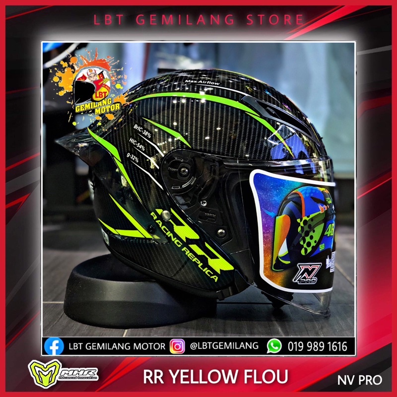 MHR Helmets NV PRO [RR CARBON YELLOW FLOU]