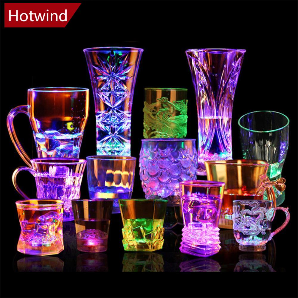 HOTWIND Flashing Cup Wine Beer Whisky Mug Water Beverage Drinking Glass LED Automatic Glowing Cup Party Decorative Supplies New A1J2